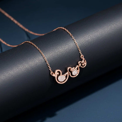 Rose Gold Swim Ducks Necklace