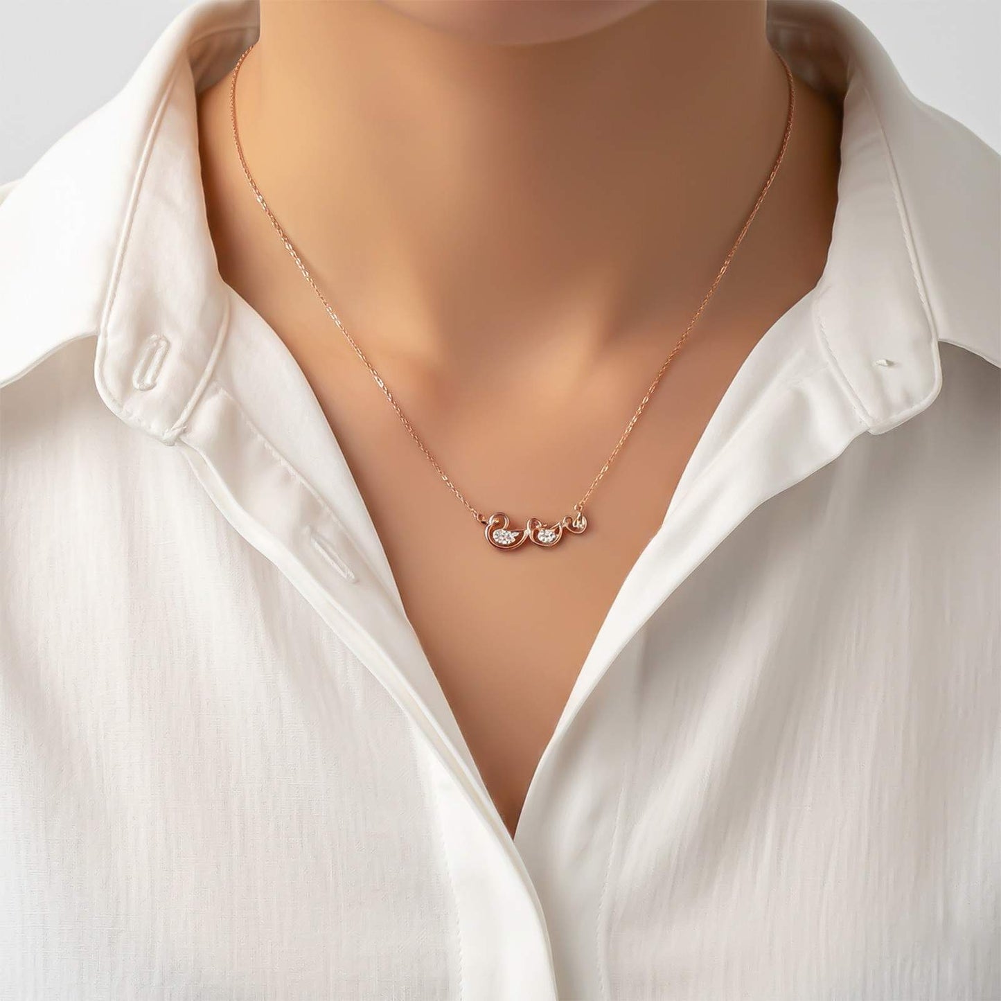 Rose Gold Swim Ducks Necklace
