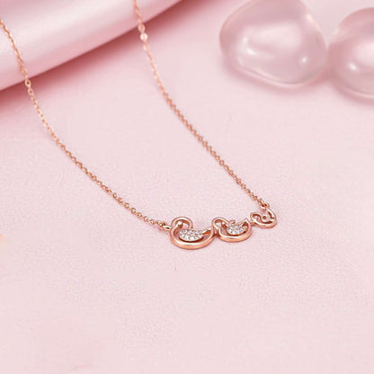 Rose Gold Swim Ducks Necklace