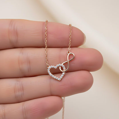 Rose Gold Infinity Zircon Heart Necklace For Women
