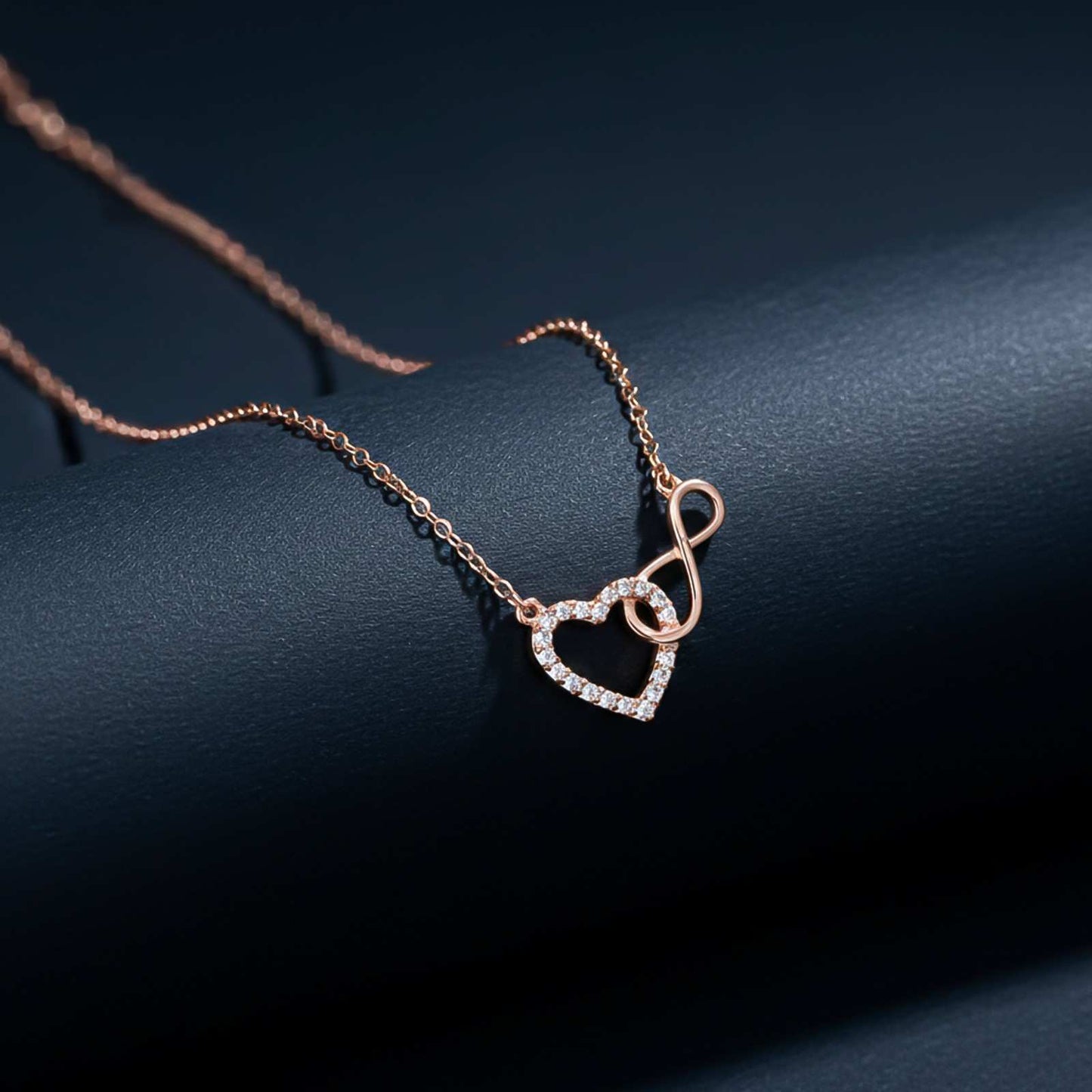 Rose Gold Infinity Zircon Heart Necklace For Women