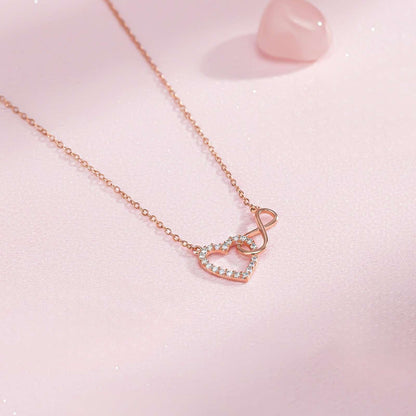 Rose Gold Infinity Zircon Heart Necklace For Women
