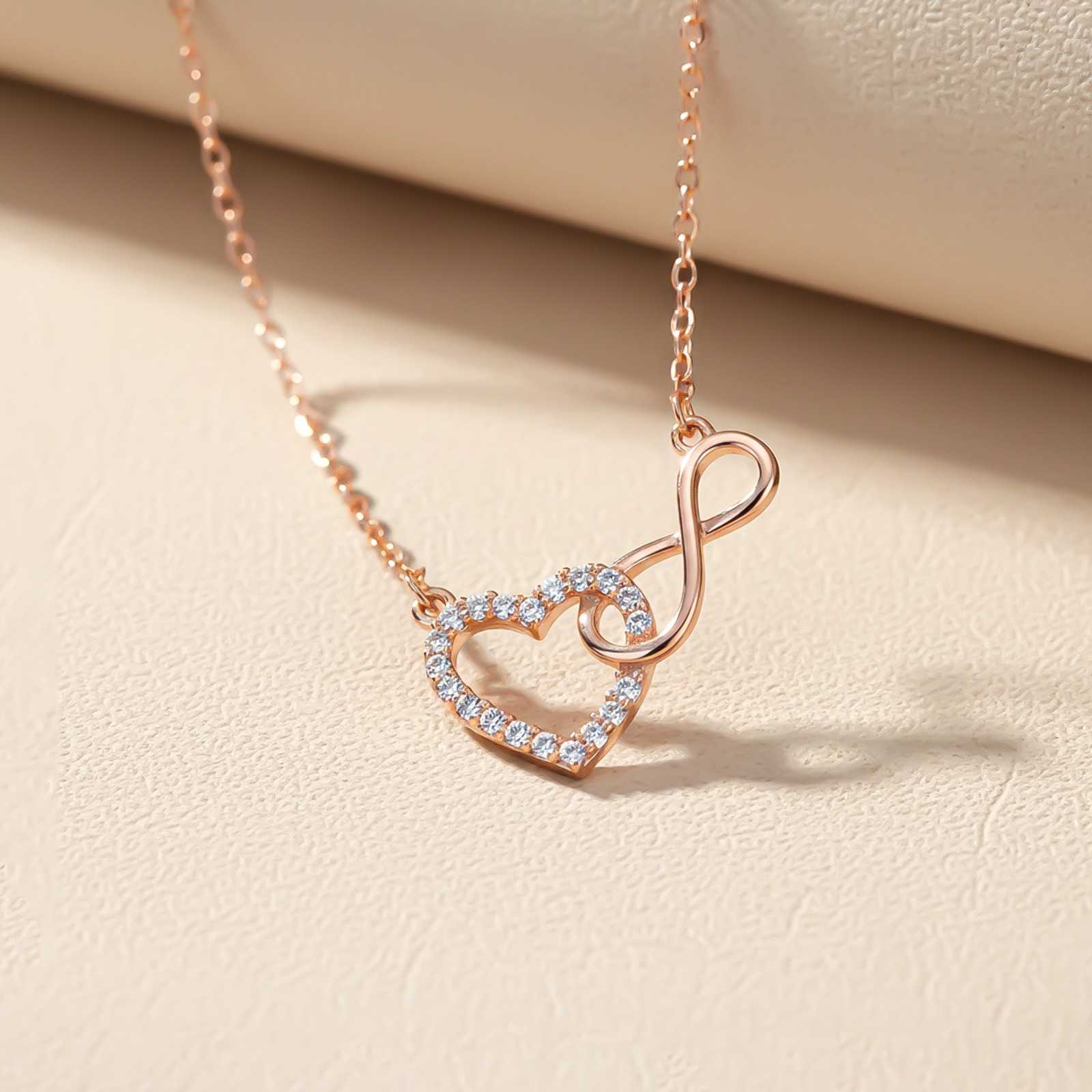 Buy Rose Gold Infinity Zircon Heart Necklace For Women Online