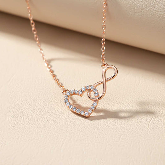 Rose Gold Infinity Zircon Heart Necklace For Women