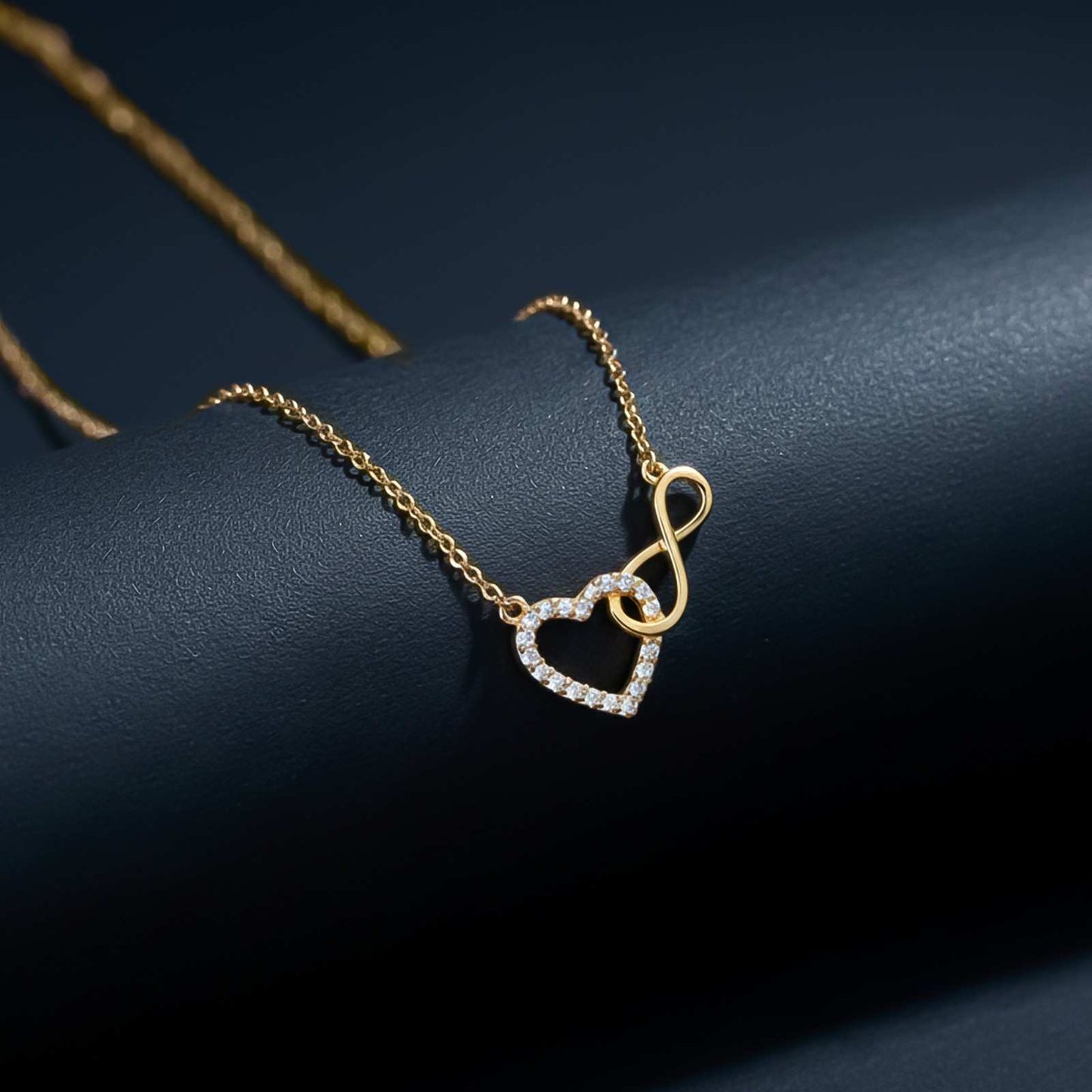 Golden Heart Infinity Zircon Necklace For Women