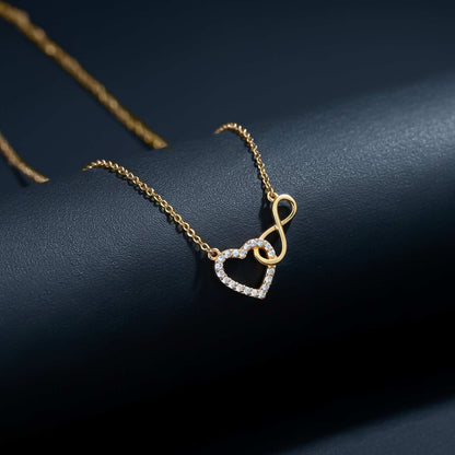 Golden Heart Infinity Zircon Necklace For Women