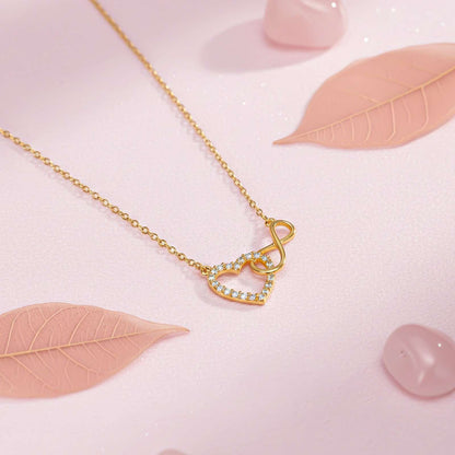 Golden Heart Infinity Zircon Necklace For Women