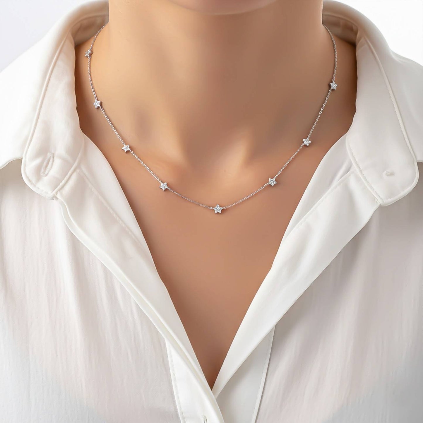 Silver Choker Star Minimalist Necklace