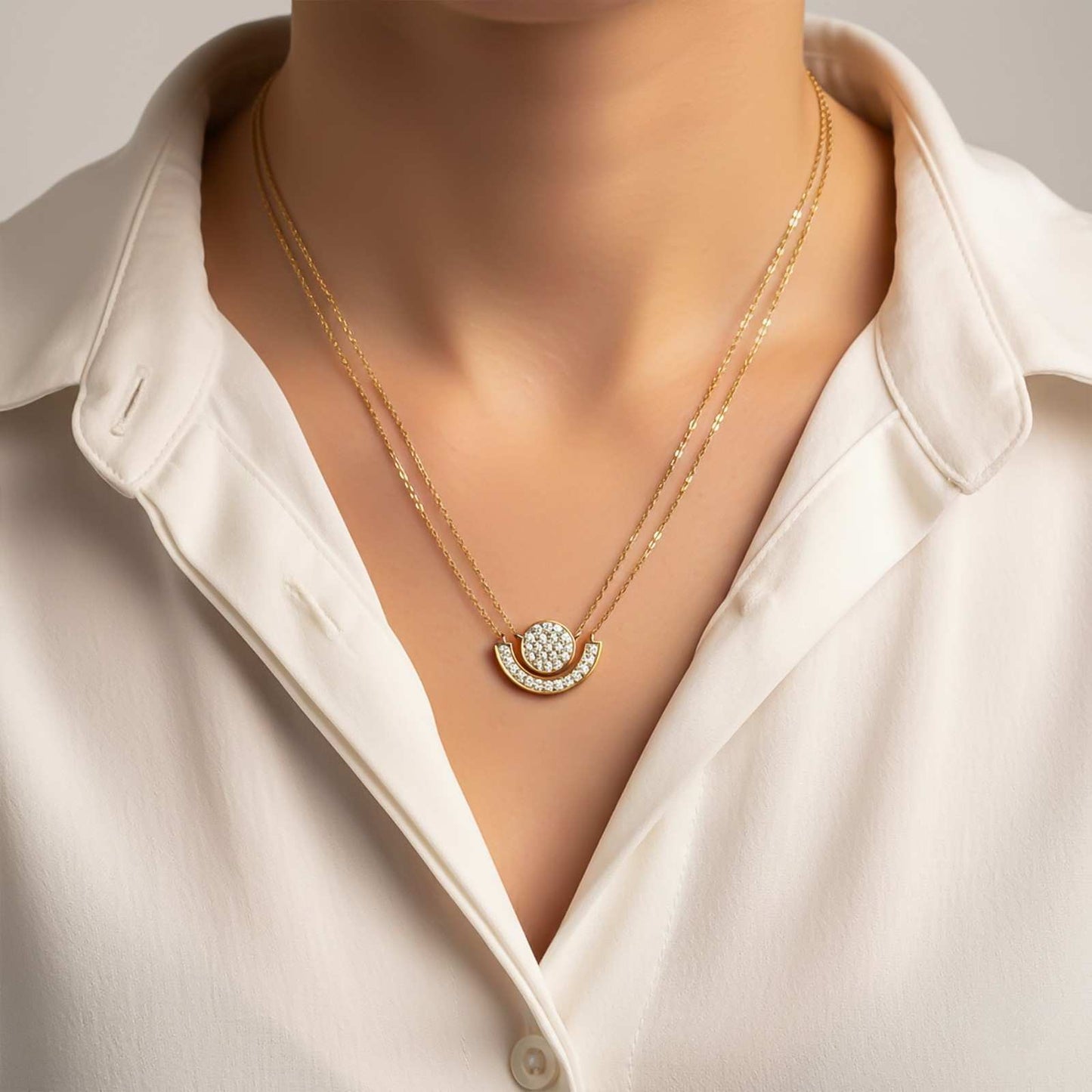 Golden Charm Medal Theme Necklace