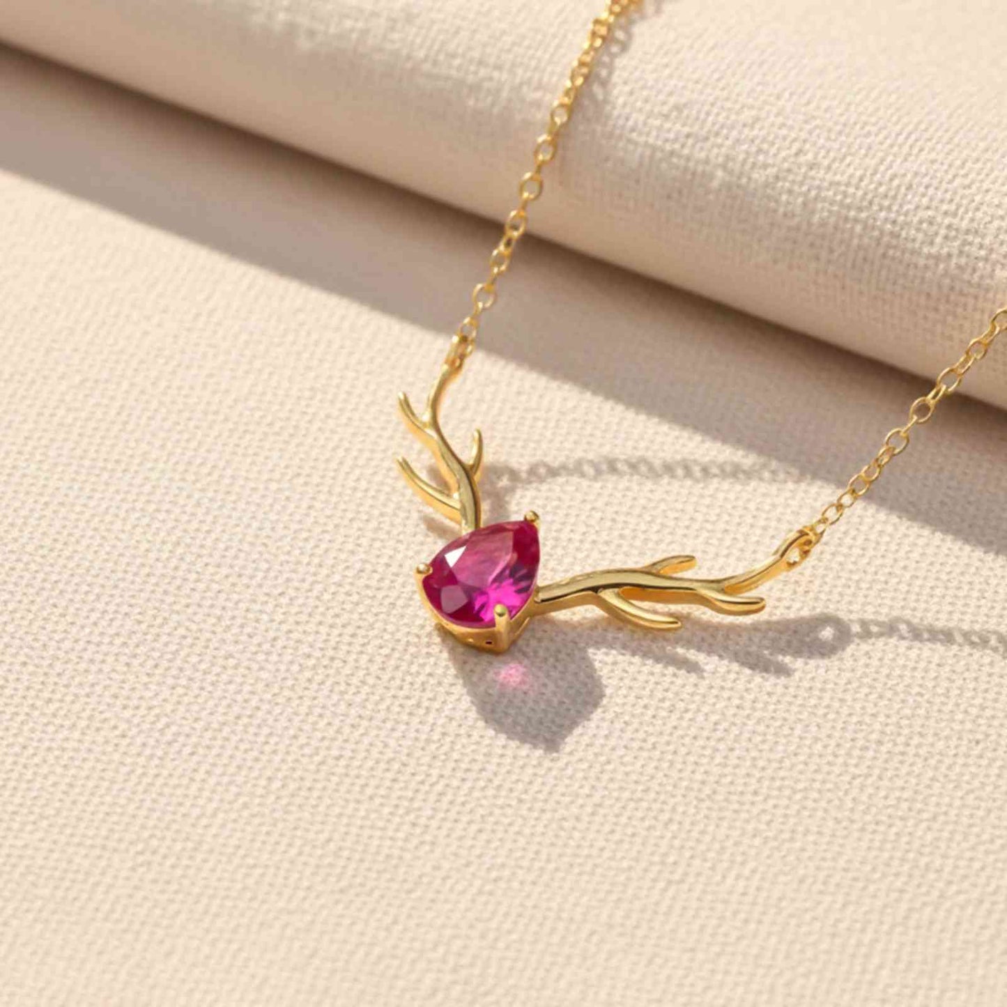 Golden Deer Antler Pink Sapphire Necklace