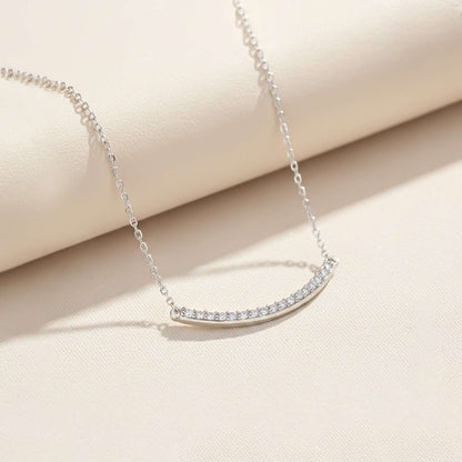 Silver Curved Bar Diamond Necklace