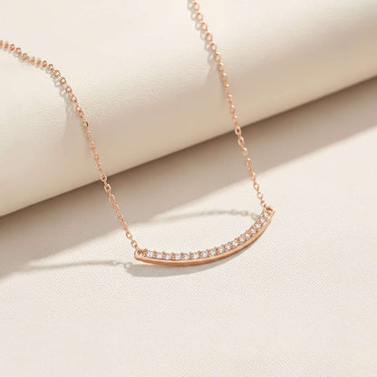 Rose Gold Cubic Zircon Dainty U Bar Necklace