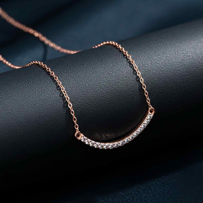 Rose Gold Cubic Zircon Dainty U Bar Necklace