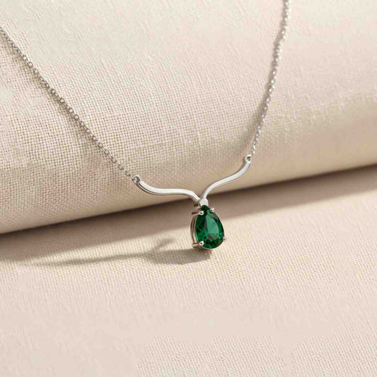 Silver Emerald Vine Drop Necklace