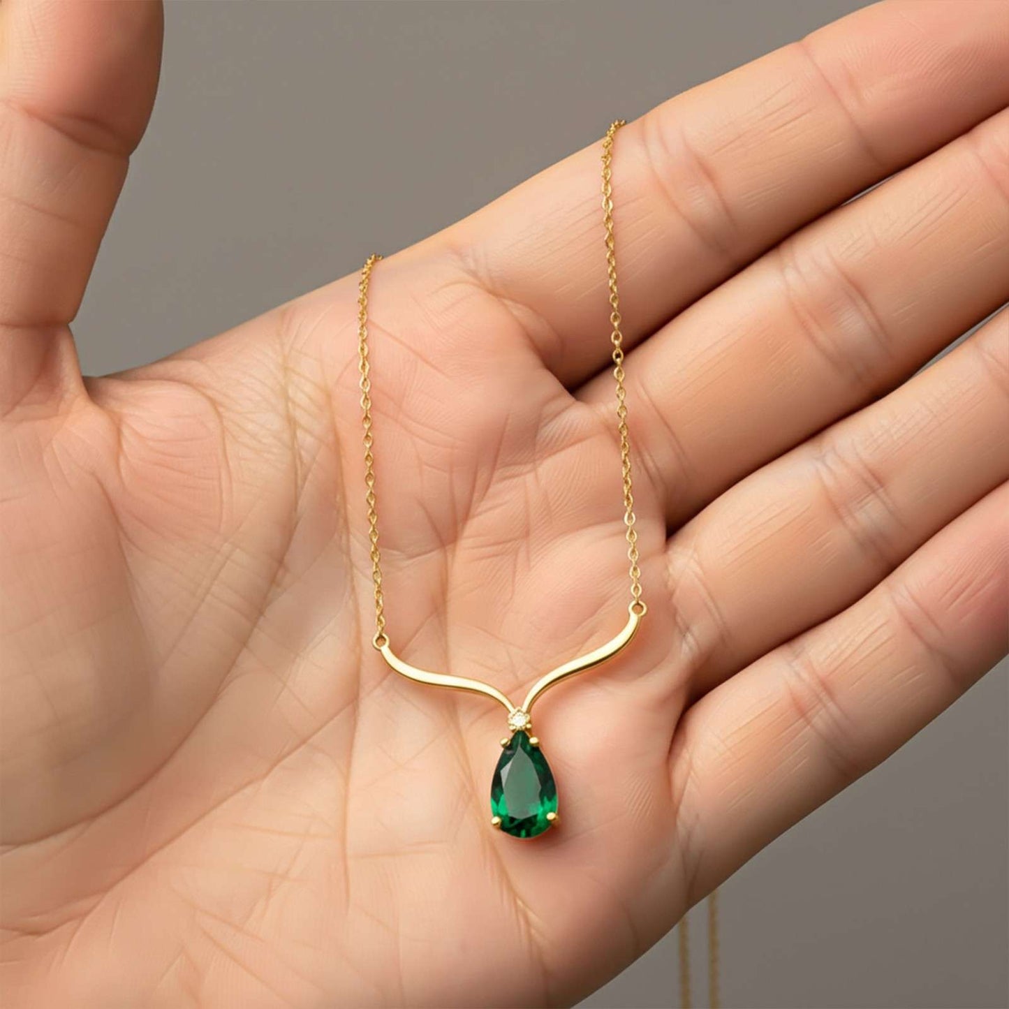 Golden Emerald Vine Drop Necklace