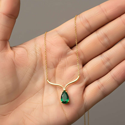 Golden Emerald Vine Drop Necklace
