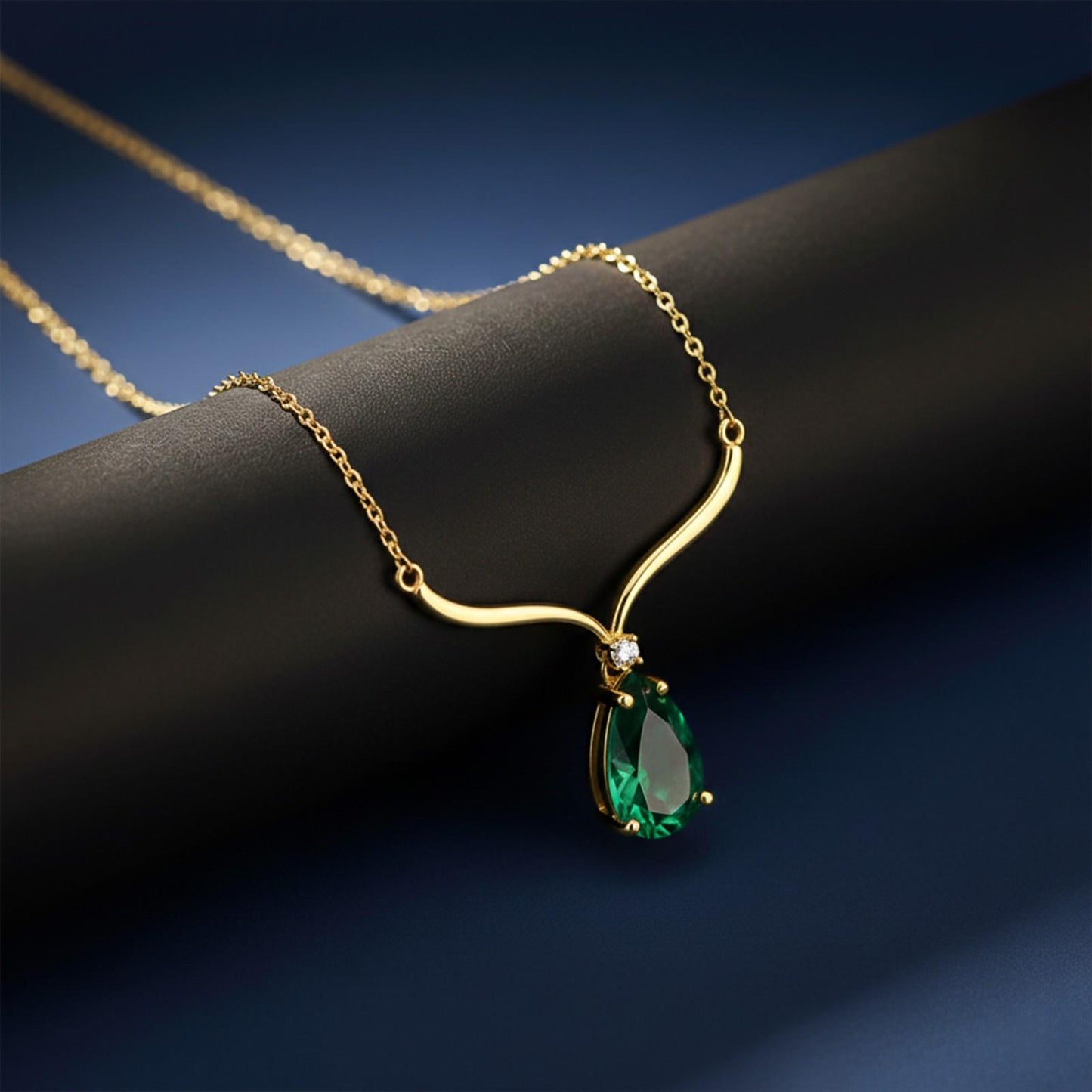 Golden Emerald Vine Drop Necklace