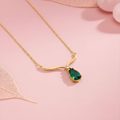 Golden Emerald Vine Drop Necklace