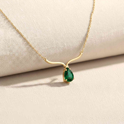 Golden Emerald Vine Drop Necklace