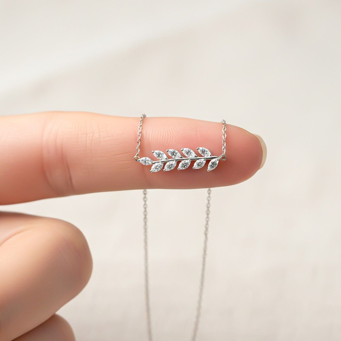 Sterling Silver Olive Leaf Design Necklace