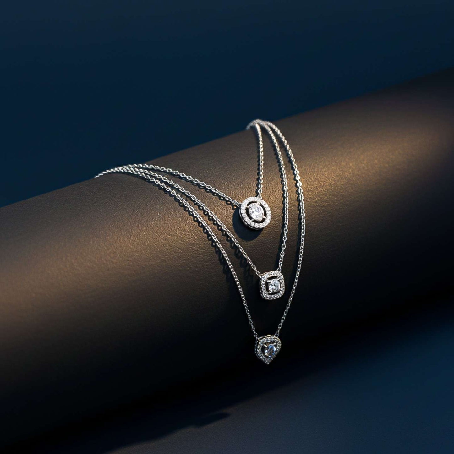 Silver Layered Queens Necklace