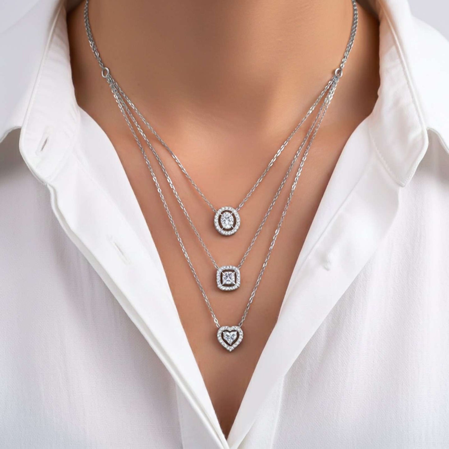 Silver Layered Queens Necklace