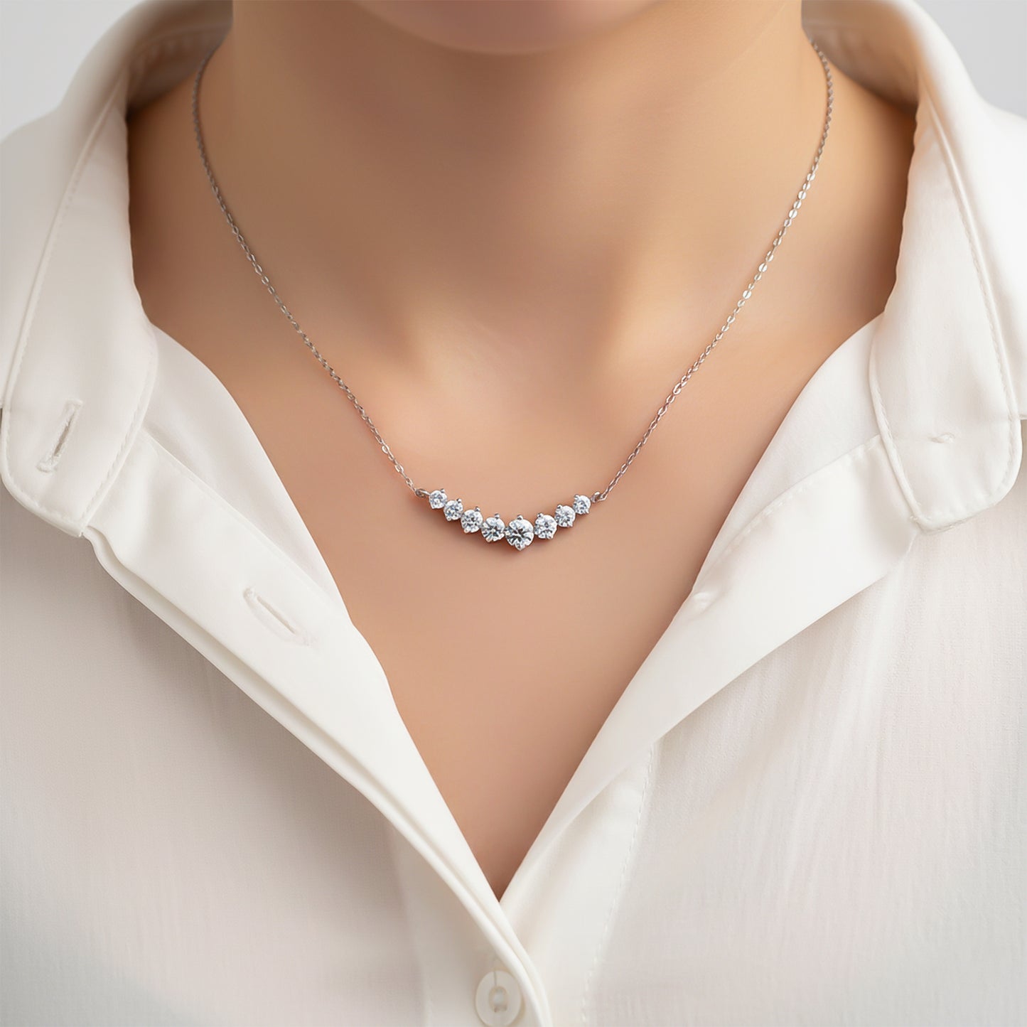 Silver ZALKARI Signature 7 Shades of Zircon Necklace