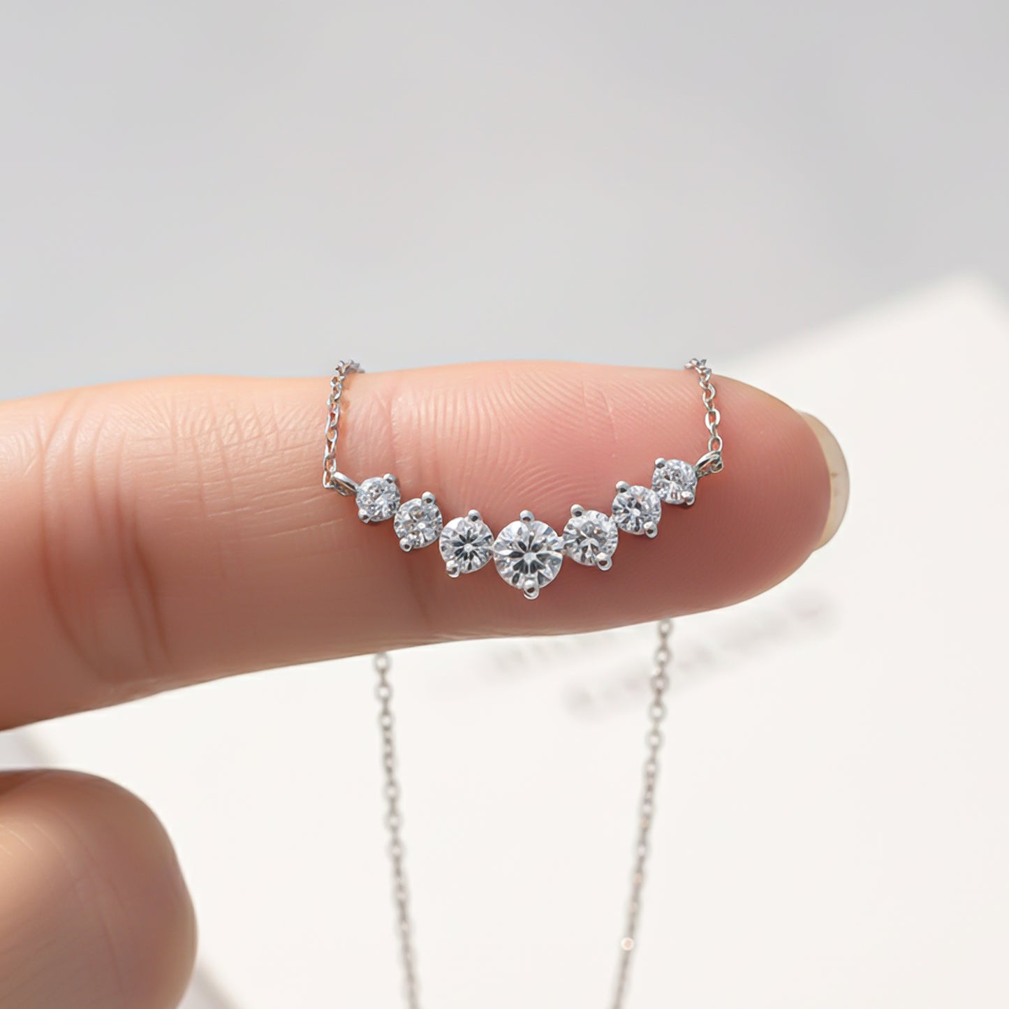 Silver ZALKARI Signature 7 Shades of Zircon Necklace