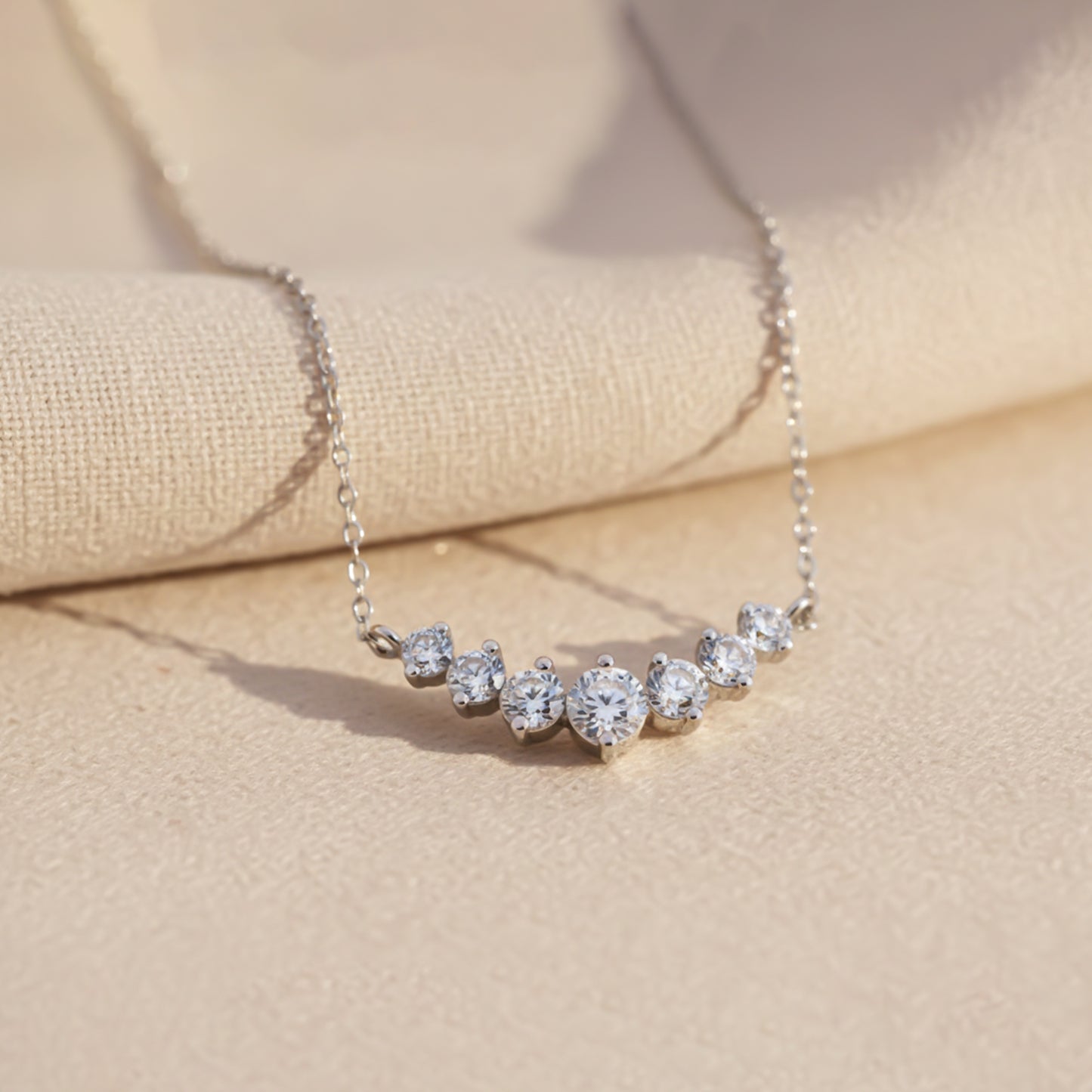 Silver ZALKARI Signature 7 Shades of Zircon Necklace