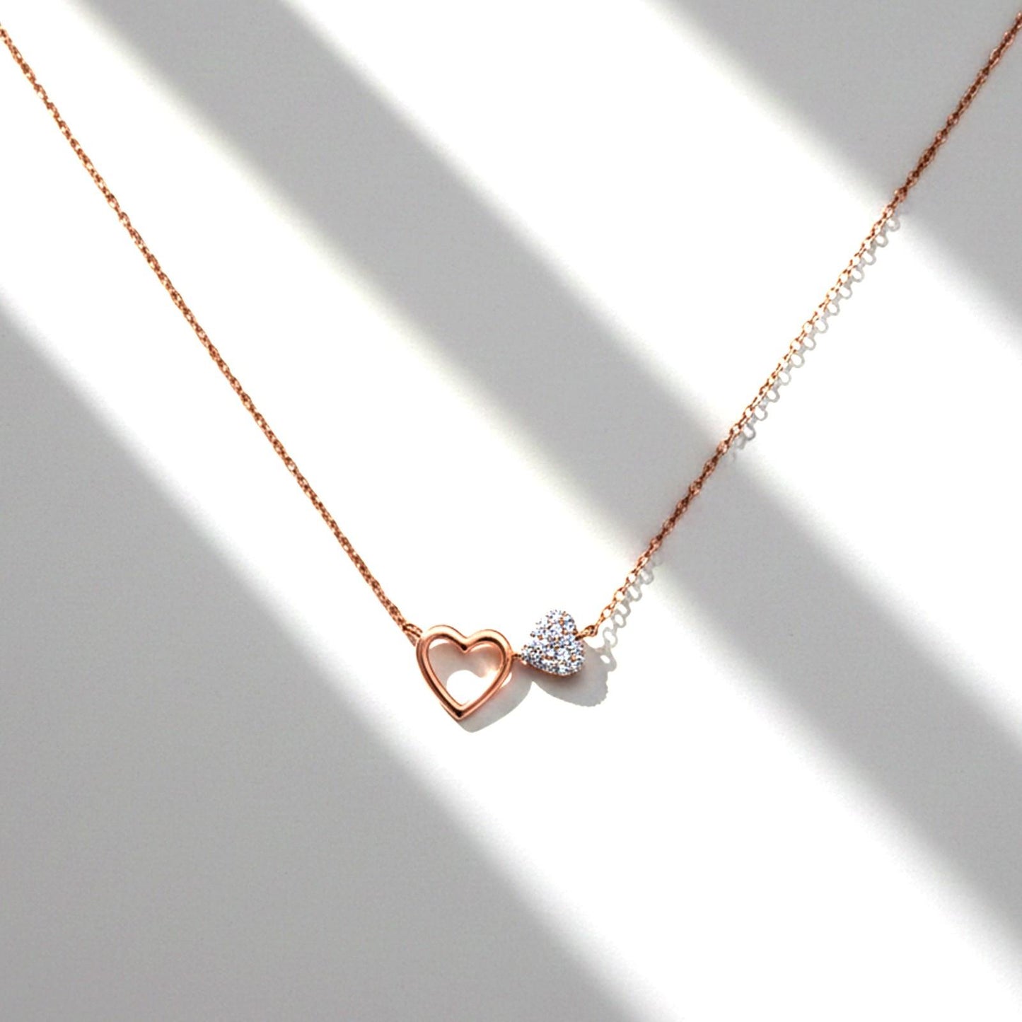 Rose Gold Open & little Hearts Necklace