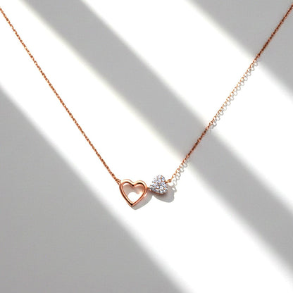 Rose Gold Open & little Hearts Necklace