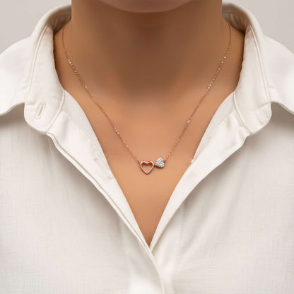 Rose Gold Open & little Hearts Necklace