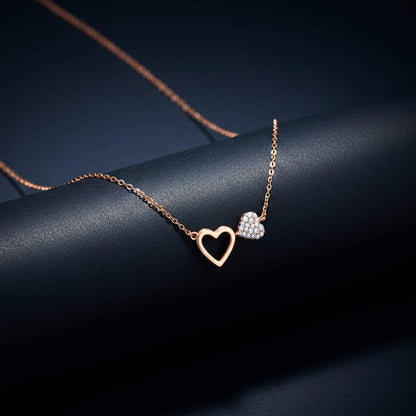 Rose Gold Open & little Hearts Necklace