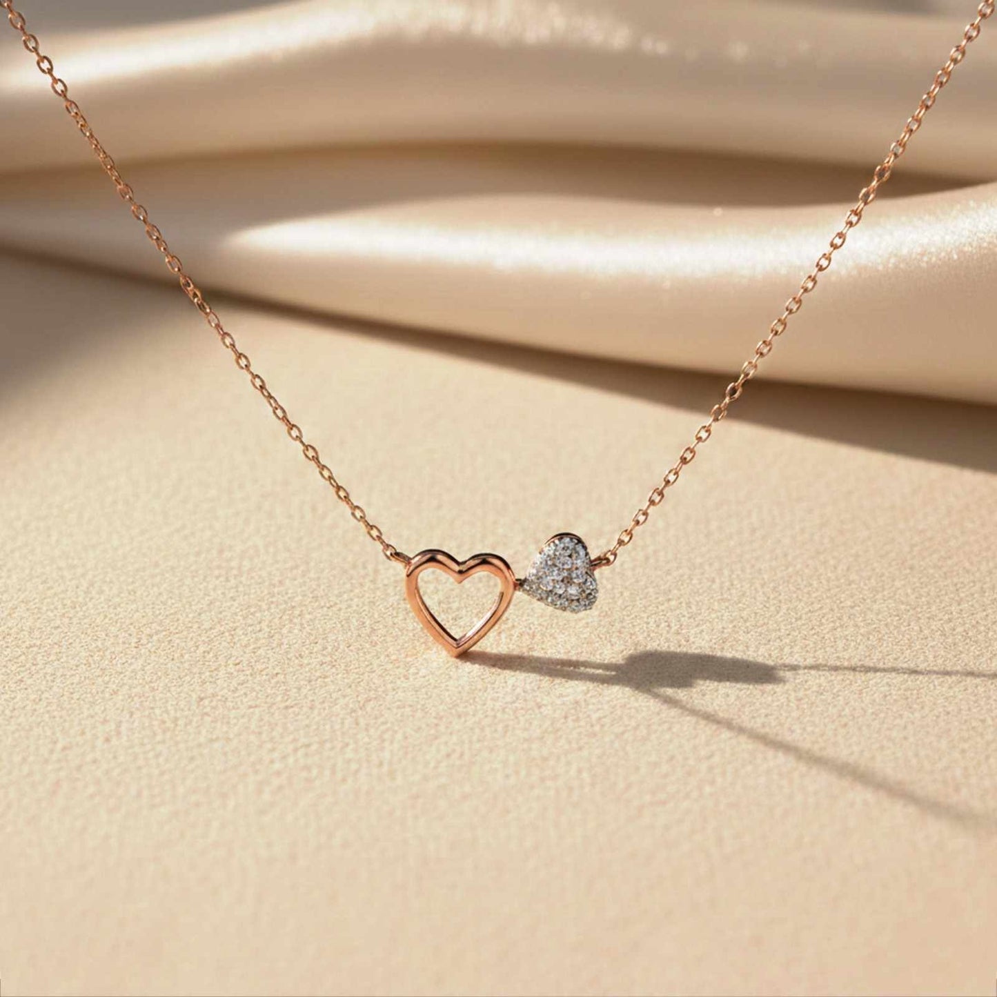 Rose Gold Open & little Hearts Necklace