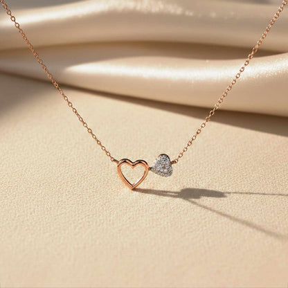 Rose Gold Open & little Hearts Necklace