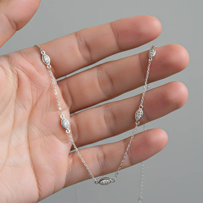 Silver Mini Evil Eye Charms Necklace