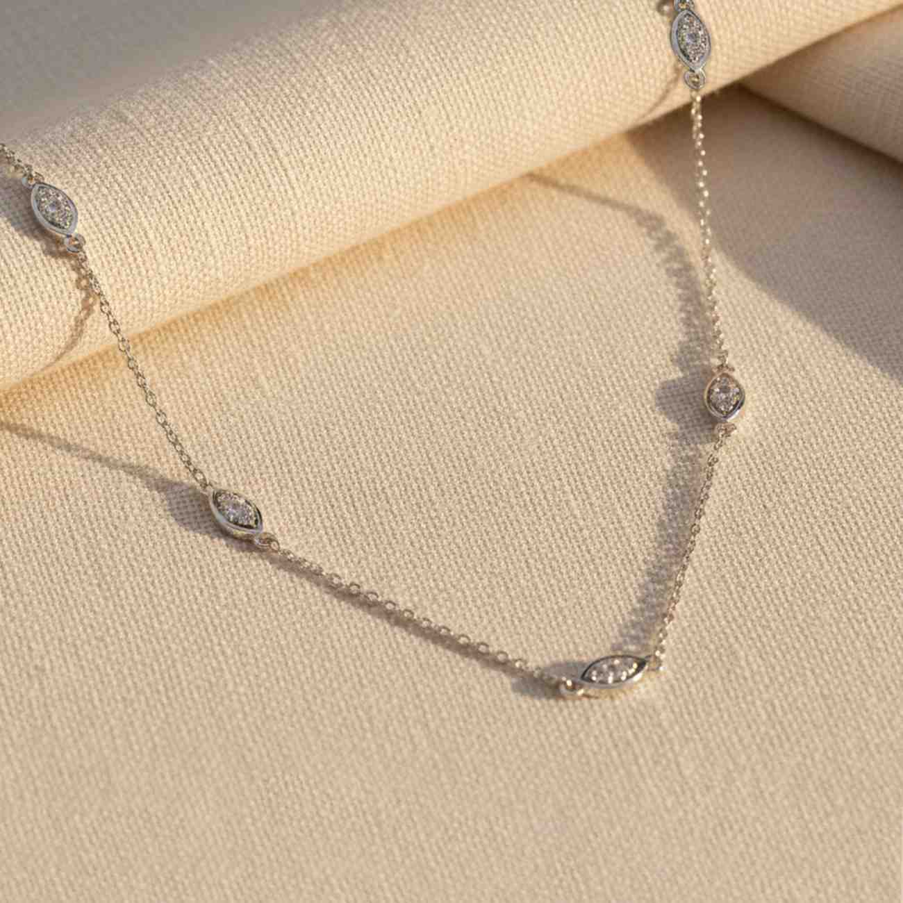 Silver Mini Evil Eye Charms Necklace