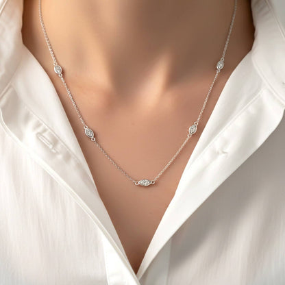 Silver Mini Evil Eye Charms Necklace