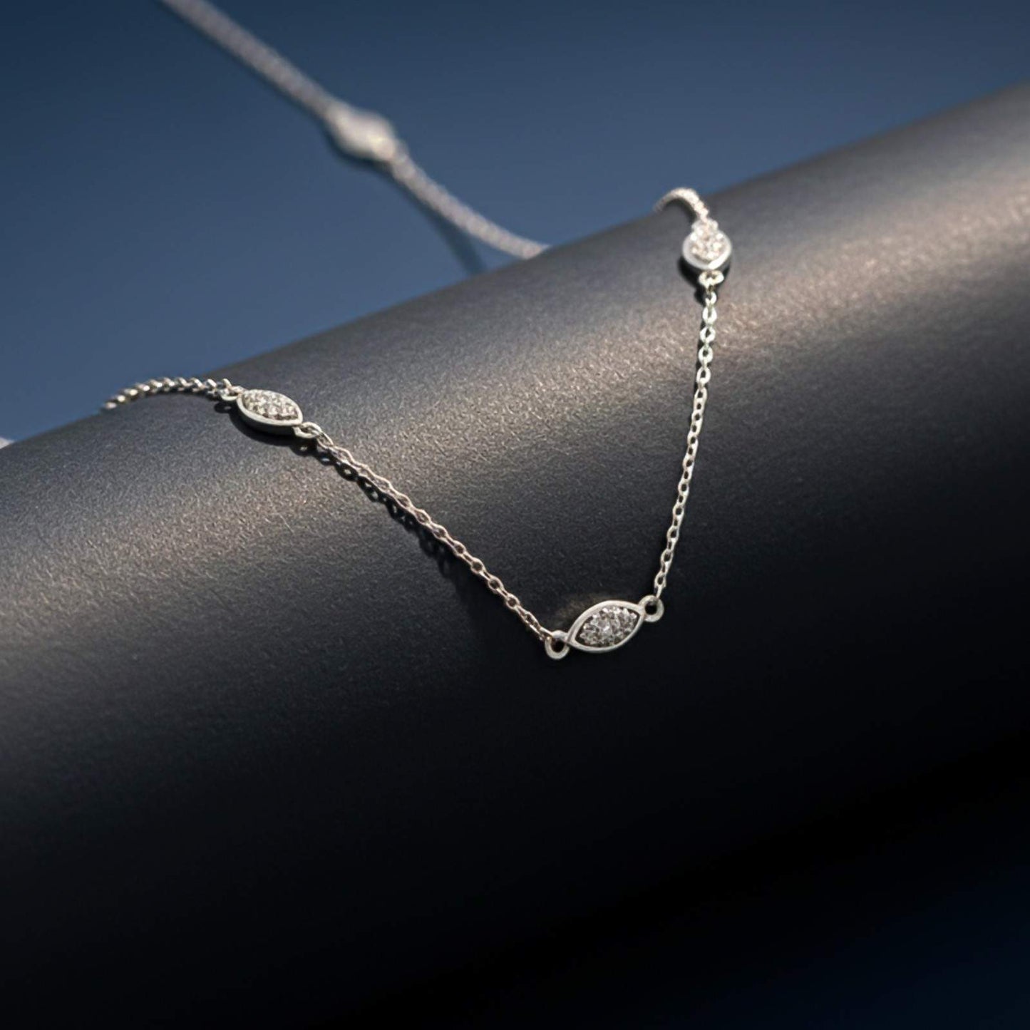 Silver Mini Evil Eye Charms Necklace