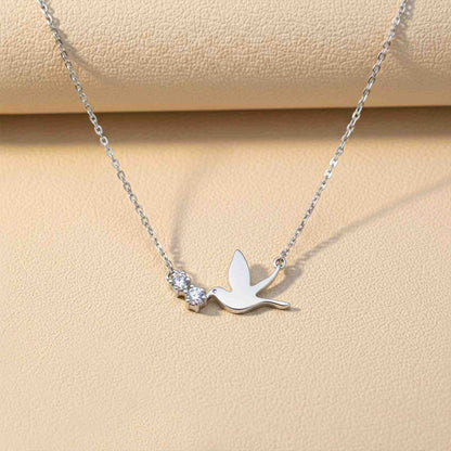 Silver Flying Pigeon Necklace