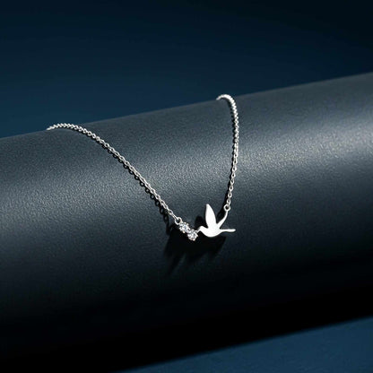 Silver Flying Pigeon Necklace