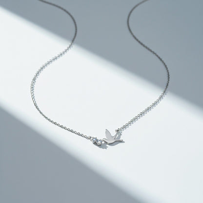 Silver Flying Pigeon Necklace