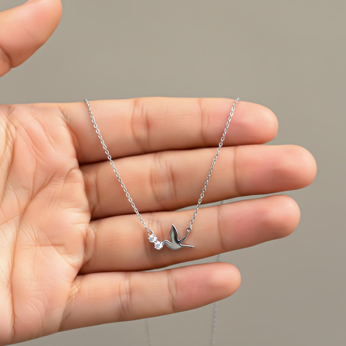 Silver Flying Pigeon Necklace