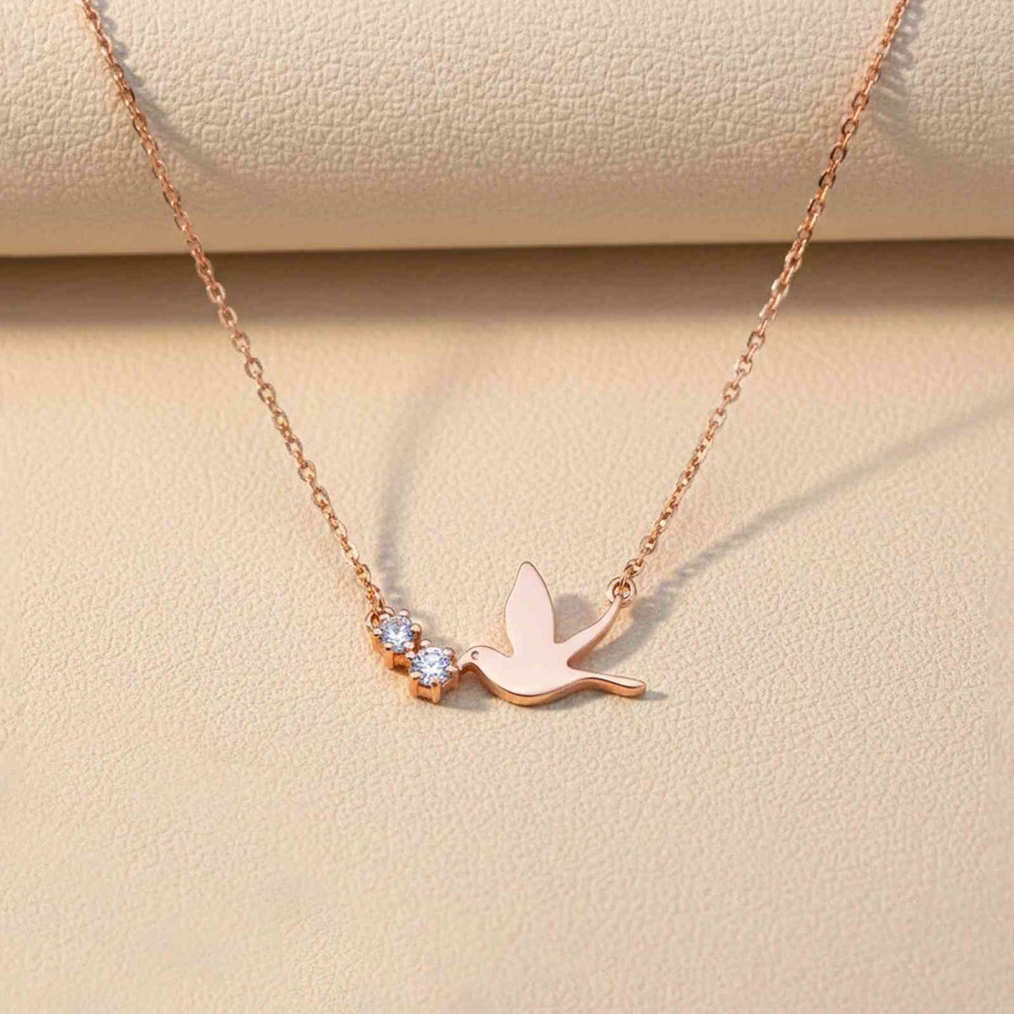 Rose Gold Flying Pigeon Necklace