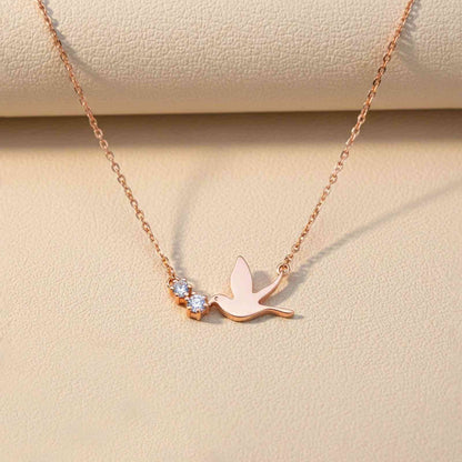 Rose Gold Flying Pigeon Necklace