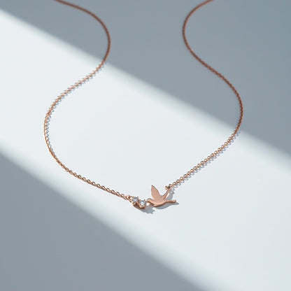 Rose Gold Flying Pigeon Necklace