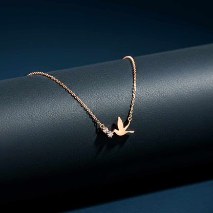 Rose Gold Flying Pigeon Necklace