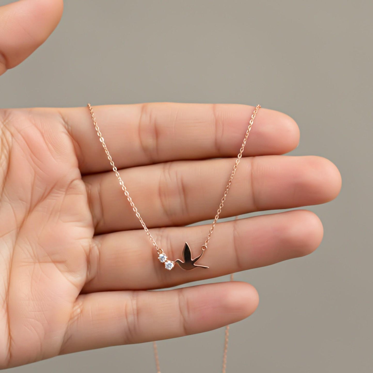 Rose Gold Flying Pigeon Necklace