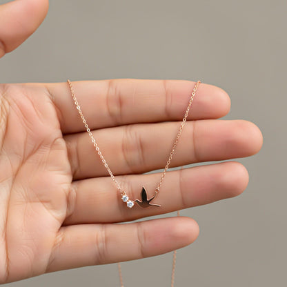 Rose Gold Flying Pigeon Necklace