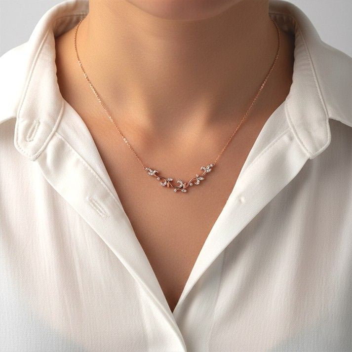 Rose Gold Tree Branches Necklace